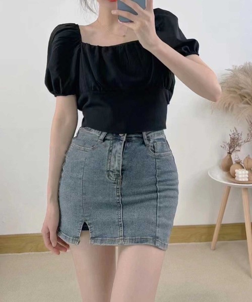 SPIGA（スピーガ）の「ﾊﾞｯｸﾘﾎﾞﾝ2way半袖ﾌﾞﾗｳｽ（シャツ/ブラウス・レディース・ピンク/グリーン/ホワイト/ブラック/ブルー・FREE）」の2枚目の写真