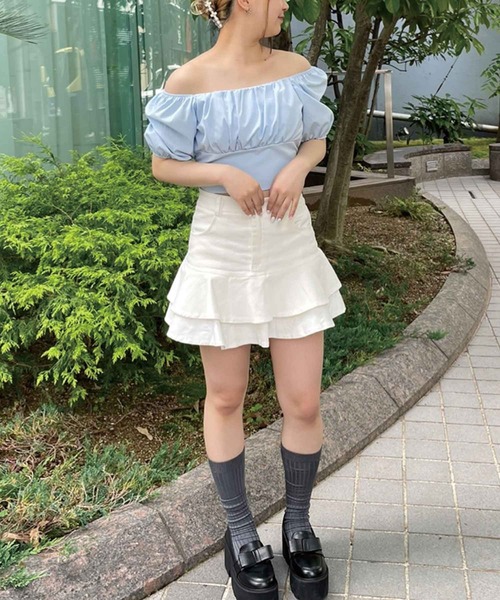 SPIGA（スピーガ）の「ﾊﾞｯｸﾘﾎﾞﾝ2way半袖ﾌﾞﾗｳｽ（シャツ/ブラウス・レディース・ピンク/グリーン/ホワイト/ブラック/ブルー・FREE）」の11枚目の写真