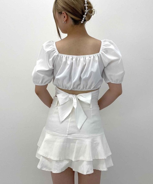 SPIGA（スピーガ）の「ﾊﾞｯｸﾘﾎﾞﾝ2way半袖ﾌﾞﾗｳｽ（シャツ/ブラウス・レディース・ピンク/グリーン/ホワイト/ブラック/ブルー・FREE）」の21枚目の写真