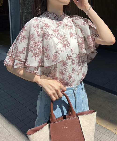 one after another NICE CLAUP(ワンアフターアナザーナイスクラップ)の「2way/ボウタイフレアスリーブブラウス(シャツ/ブラウス・レディース・グレー/アイボリー/ホワイト系その他/ブラウン系その他・FREE)」の1枚目の写真