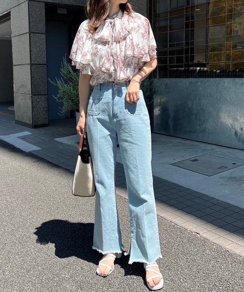 one after another NICE CLAUP(ワンアフターアナザーナイスクラップ)の「2way/ボウタイフレアスリーブブラウス(シャツ/ブラウス・レディース・グレー/アイボリー/ホワイト系その他/ブラウン系その他・FREE)」の15枚目の写真