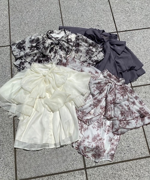 one after another NICE CLAUP(ワンアフターアナザーナイスクラップ)の「2way/ボウタイフレアスリーブブラウス(シャツ/ブラウス・レディース・グレー/アイボリー/ホワイト系その他/ブラウン系その他・FREE)」の12枚目の写真