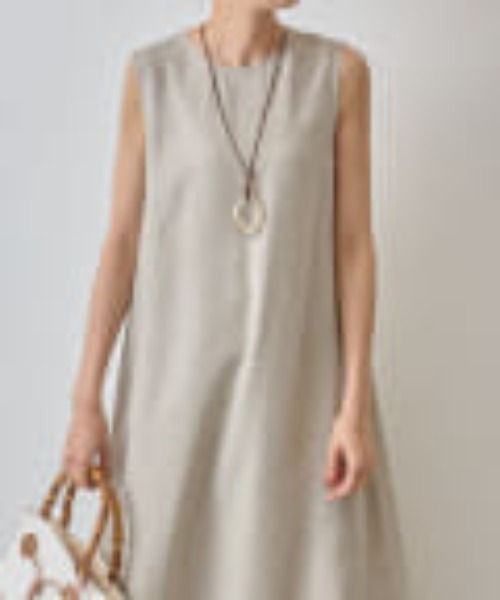 BEARDSLEY（ビアズリー）の「テックリネン 麻調合繊ワンピース（ワンピース・レディース・ブラック/ベージュ・FREE）」の3枚目の写真