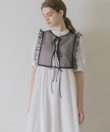 idem | organdie collar classic 2way onepiece/オーガンジーフリルベスト付きワンピース(ワンピース)