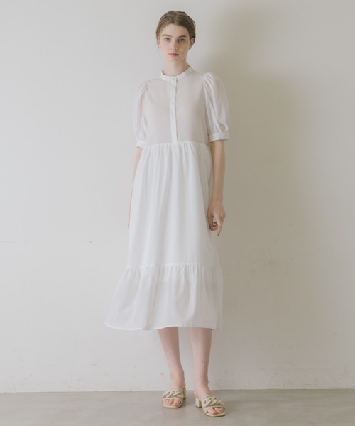idem(イデム)の「organdie collar classic 2way onepiece/オーガンジーフリルベスト付きワンピース(ワンピース・レディース・ブラック/オフホワイト・FREE)」の12枚目の写真
