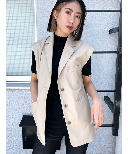 EMODA(エモダ)の「クラッシュショートリブニット(ニット/セーター・レディース・ブルー/ブラック/ベージュ/ホワイト・FREE)」の17枚目の写真