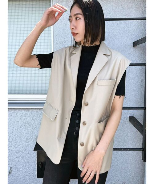 EMODA(エモダ)の「クラッシュショートリブニット(ニット/セーター・レディース・ブルー/ブラック/ベージュ/ホワイト・FREE)」の18枚目の写真