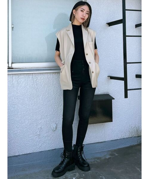 EMODA(エモダ)の「クラッシュショートリブニット(ニット/セーター・レディース・ブルー/ブラック/ベージュ/ホワイト・FREE)」の19枚目の写真