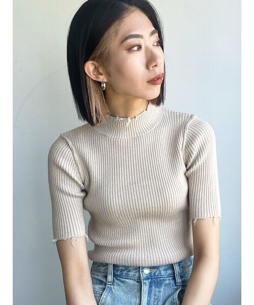 EMODA(エモダ)の「クラッシュショートリブニット(ニット/セーター・レディース・ブルー/ブラック/ベージュ/ホワイト・FREE)」の20枚目の写真