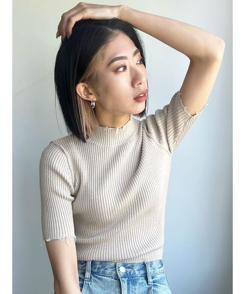 EMODA(エモダ)の「クラッシュショートリブニット(ニット/セーター・レディース・ブルー/ブラック/ベージュ/ホワイト・FREE)」の21枚目の写真