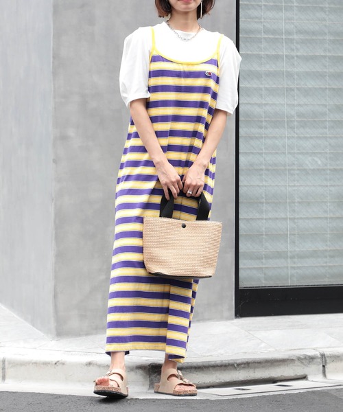 FRUIT OF THE LOOM（フルーツオブザルーム）の「【FRUIT OF THE LOOM】マルチボーダーキャミワンピース※（ワンピース・レディース・ベージュ/イエロー/グリーン・L/M/S）」の15枚目の写真