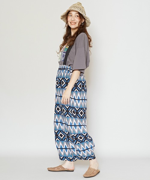 チャイハネ（チャイハネ）の「【チャイハネ】Amina×TFAC ガラエルサロペット（サロペット/オーバーオール・レディース・オレンジ/ブラック・FREE）」の6枚目の写真