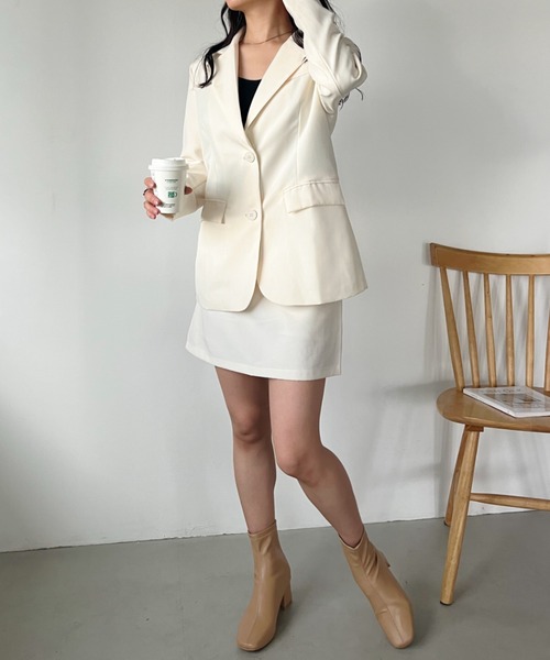 CLEA(クレア)の「【2点SET】オーバーサイズジャケット+台形ミニスカート(セットアップ・レディース・アイボリー/ピンク/ベージュ/ブラック・M/L)」の17枚目の写真