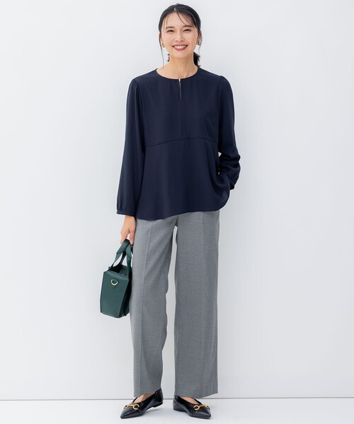 23区(ニジュウサンク)の「【洗える】チェックストレッチ ワイドパンツ(その他パンツ・レディース・ダークブラウン系3/ブラック系3・46/50/48/44)」の6枚目の写真