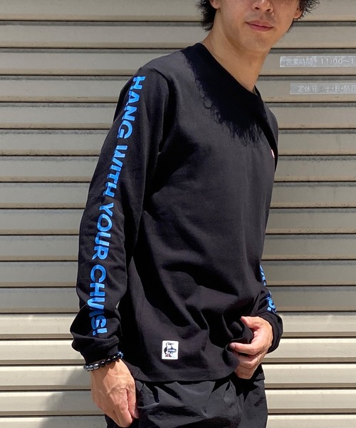 CHUMS(チャムス)の「CHUMS/チャムス ロンT 刺繍ロゴ スリーブプリント ヘビーウェイト CH01-2305(Tシャツ/カットソー・メンズ・グレイッシュベージュ/ホワイト/ブラック/ベージュ系その他/ネイビー/ブラック×ベージュ・XL/M/L/S)」の1枚目の写真