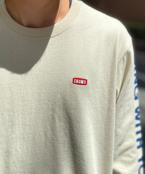 CHUMS(チャムス)の「CHUMS/チャムス ロンT 刺繍ロゴ スリーブプリント ヘビーウェイト CH01-2305(Tシャツ/カットソー・メンズ・グレイッシュベージュ/ホワイト/ブラック/ベージュ系その他/ネイビー/ブラック×ベージュ・XL/M/L/S)」の14枚目の写真