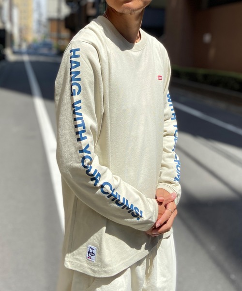 CHUMS(チャムス)の「CHUMS/チャムス ロンT 刺繍ロゴ スリーブプリント ヘビーウェイト CH01-2305(Tシャツ/カットソー・メンズ・グレイッシュベージュ/ホワイト/ブラック/ベージュ系その他/ネイビー/ブラック×ベージュ・XL/M/L/S)」の15枚目の写真