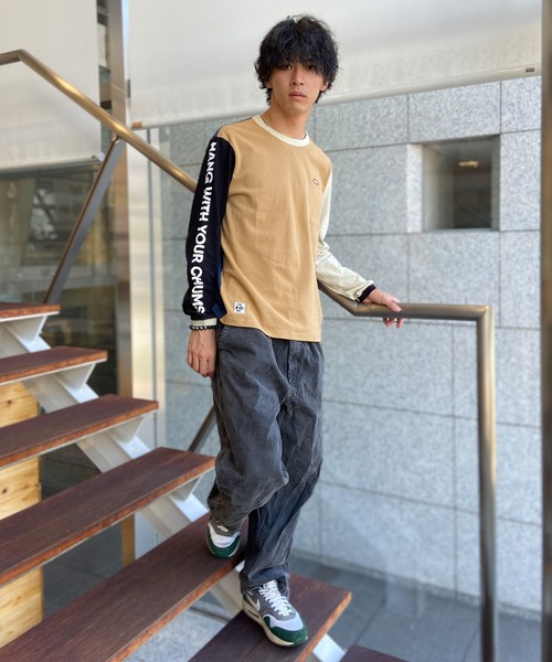 CHUMS(チャムス)の「CHUMS/チャムス ロンT 刺繍ロゴ スリーブプリント ヘビーウェイト CH01-2305(Tシャツ/カットソー・メンズ・グレイッシュベージュ/ホワイト/ブラック/ベージュ系その他/ネイビー/ブラック×ベージュ・XL/M/L/S)」の8枚目の写真