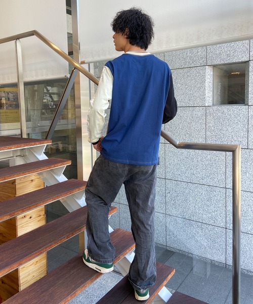 CHUMS(チャムス)の「CHUMS/チャムス ロンT 刺繍ロゴ スリーブプリント ヘビーウェイト CH01-2305(Tシャツ/カットソー・メンズ・グレイッシュベージュ/ホワイト/ブラック/ベージュ系その他/ネイビー/ブラック×ベージュ・XL/M/L/S)」の7枚目の写真