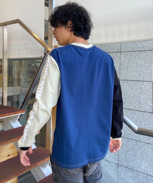 CHUMS(チャムス)の「CHUMS/チャムス ロンT 刺繍ロゴ スリーブプリント ヘビーウェイト CH01-2305(Tシャツ/カットソー・メンズ・グレイッシュベージュ/ホワイト/ブラック/ベージュ系その他/ネイビー/ブラック×ベージュ・XL/M/L/S)」の9枚目の写真