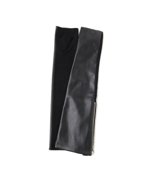 Ray BEAMS(レイビームス)の「Ray BEAMS / フェイクレザー リブ ロング アームウォーマー(アームカバー・レディース・ブラック/グレー・ONE SIZE)」の10枚目の写真
