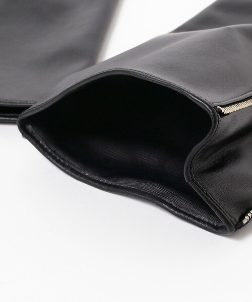 Ray BEAMS(レイビームス)の「Ray BEAMS / フェイクレザー リブ ロング アームウォーマー(アームカバー・レディース・ブラック/グレー・ONE SIZE)」の12枚目の写真