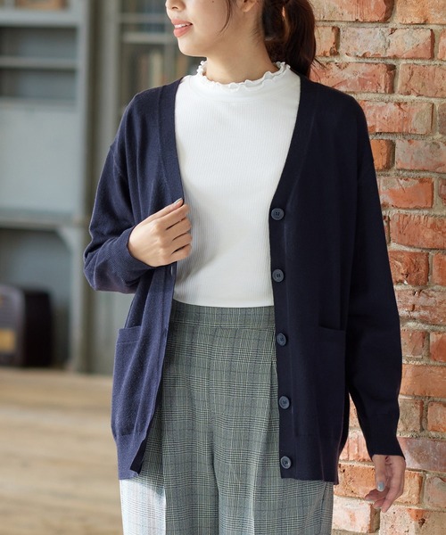 Honeys（ハニーズ）の「フリルハイネックＴシャツ（Tシャツ/カットソー・レディース・ネイビー/スモークピンク/ブラック/ベージュ/オフホワイト/ブルーグレー・L/LL/S/M）」の2枚目の写真