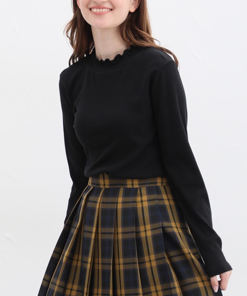 Honeys（ハニーズ）の「フリルハイネックＴシャツ（Tシャツ/カットソー・レディース・ネイビー/スモークピンク/ブラック/ベージュ/オフホワイト/ブルーグレー・L/LL/S/M）」の10枚目の写真