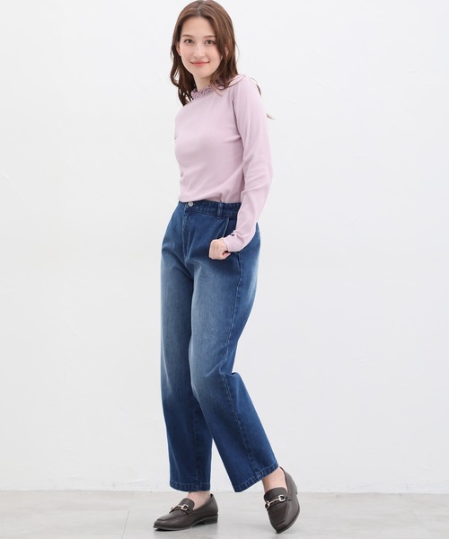 Honeys（ハニーズ）の「フリルハイネックＴシャツ（Tシャツ/カットソー・レディース・ネイビー/スモークピンク/ブラック/ベージュ/オフホワイト/ブルーグレー・L/LL/S/M）」の13枚目の写真