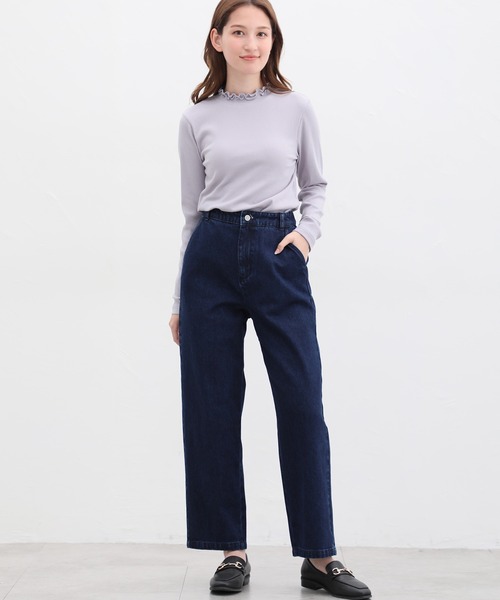 Honeys（ハニーズ）の「フリルハイネックＴシャツ（Tシャツ/カットソー・レディース・ネイビー/スモークピンク/ブラック/ベージュ/オフホワイト/ブルーグレー・L/LL/S/M）」の15枚目の写真