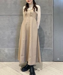 【低身長サイズ/Sシリーズ】◆配色ステッチフレアキャミワンピース