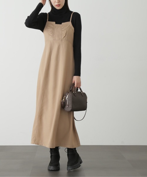 FREE'S MART（フリーズマート）の「【低身長サイズ/Sシリーズ】◆配色ステッチフレアキャミワンピース（ワンピース・レディース・ブラック/ベージュ・SMALL/X-SMALL/MEDIUM）」の5枚目の写真