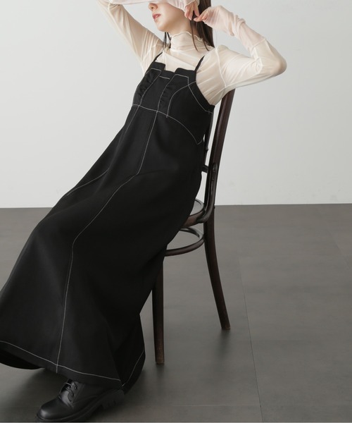 FREE'S MART（フリーズマート）の「【低身長サイズ/Sシリーズ】◆配色ステッチフレアキャミワンピース（ワンピース・レディース・ブラック/ベージュ・SMALL/X-SMALL/MEDIUM）」の11枚目の写真