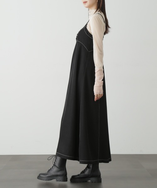 FREE'S MART（フリーズマート）の「【低身長サイズ/Sシリーズ】◆配色ステッチフレアキャミワンピース（ワンピース・レディース・ブラック/ベージュ・SMALL/X-SMALL/MEDIUM）」の17枚目の写真