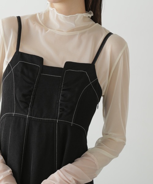 FREE'S MART（フリーズマート）の「【低身長サイズ/Sシリーズ】◆配色ステッチフレアキャミワンピース（ワンピース・レディース・ブラック/ベージュ・SMALL/X-SMALL/MEDIUM）」の19枚目の写真