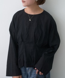 PUAL CE CIN | コットンガーゼ梯子刺繍タックブラウス(シャツ/ブラウス)