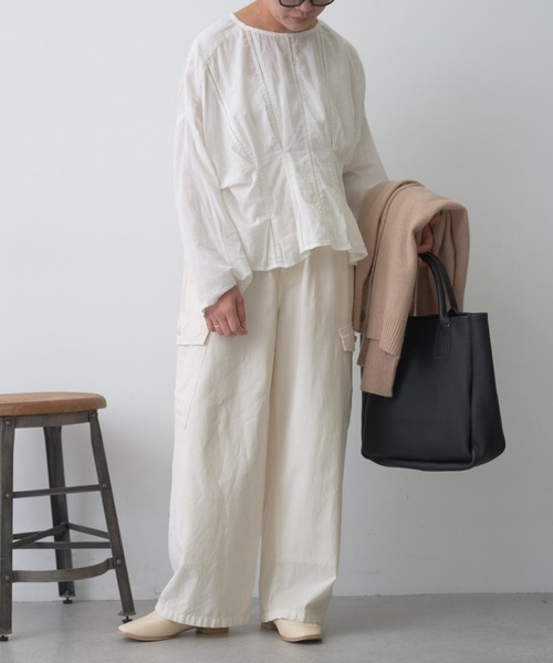 PUAL CE CIN（ピュアルセシン）の「コットンガーゼ梯子刺繍タック