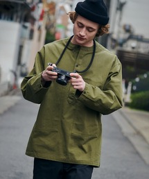 men's FUDGE 掲載アイテム！【MAISON CLUB】U.S.ARMY バンドカラーデニムプルオーバーシャツ