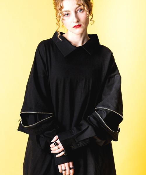 ankoROCK（アンコロック）の「オープンジップフェイクレイヤーバリエーションシャツカットソー（Tシャツ/カットソー・レディース・A/S/Q/R/N/D/J/T/F/O/P/M/U/I/L/C/H/G/K/E/W/V/B・ONE SIZE/ONESIZE）」の8枚目の写真