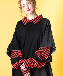 ankoROCK（アンコロック）の「オープンジップフェイクレイヤーバリエーションシャツカットソー（Tシャツ/カットソー）」