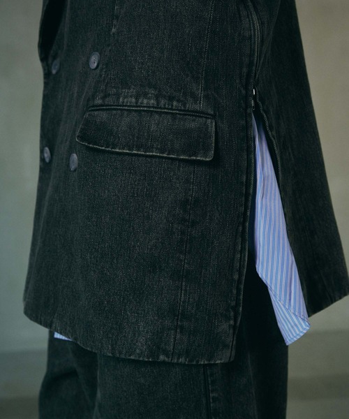 【MAISON Special】ケミカルオーバーダイダブルコート SALE】11oz Chemical Over-Dye Denim Dress-Over Double Coat