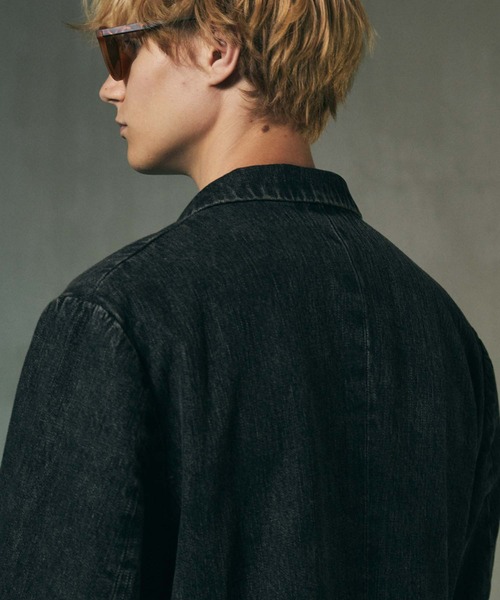MAISON SPECIAL（メゾンスペシャル）の「《UNISEX》11oz Chemical Over-Dye Denim Dress-Over Double Tailored Jacket/11オンスケミカルオーバーダイデニムドレスーオバーダブルテーラードジャケット【MAISON SPECIAL/メゾンスペシャル】■セットアップ対応■（テーラードジャケット・メンズ・ブラック/ブルー・0/1/2）」の21枚目の写真