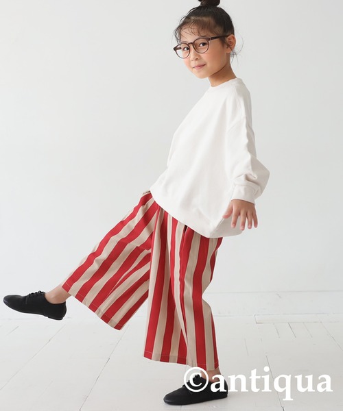 antiqua（アンティカ）の「ワイドストライプパンツ（その他パンツ・キッズ・ブラック/レッド・150/130/160/140）」の14枚目の写真