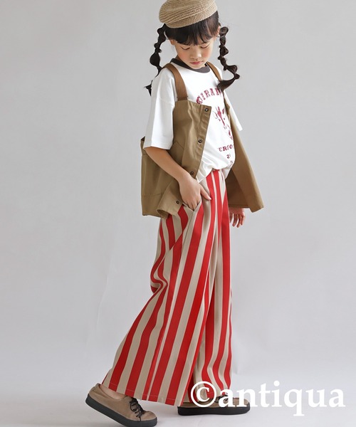 antiqua（アンティカ）の「ワイドストライプパンツ（その他パンツ・キッズ・ブラック/レッド・150/130/160/140）」の16枚目の写真
