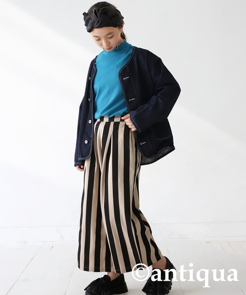 antiqua（アンティカ）の「ワイドストライプパンツ（その他パンツ・キッズ・ブラック/レッド・150/130/160/140）」の3枚目の写真