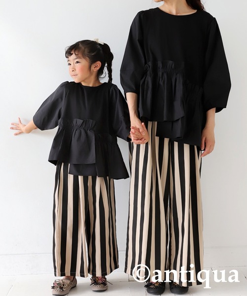 antiqua（アンティカ）の「ワイドストライプパンツ（その他パンツ・キッズ・ブラック/レッド・150/130/160/140）」の5枚目の写真