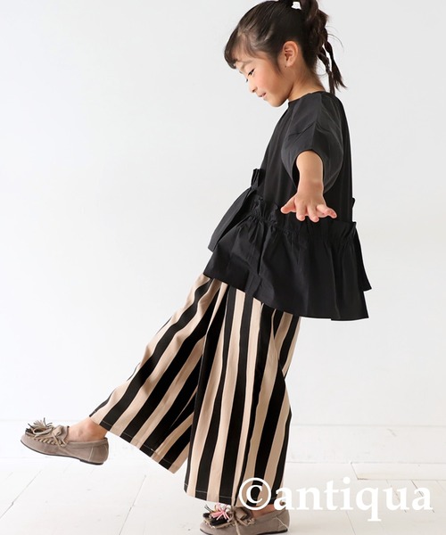 antiqua（アンティカ）の「ワイドストライプパンツ（その他パンツ・キッズ・ブラック/レッド・150/130/160/140）」の6枚目の写真