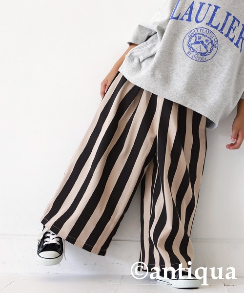 antiqua（アンティカ）の「ワイドストライプパンツ（その他パンツ・キッズ・ブラック/レッド・150/130/160/140）」の10枚目の写真