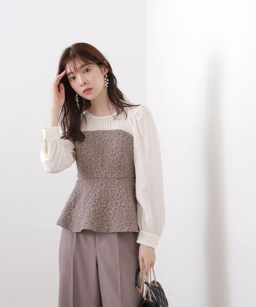 PROPORTION BODY DRESSING（プロポーションボディドレッシング）の「ジャガードドッキングペプラムブラウス / 1213210502（シャツ/ブラウス・レディース・ブラウン/ホワイト/ブラック・SMALL/MEDIUM）」の8枚目の写真