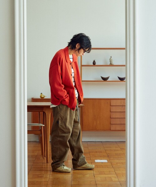 TOWNCRAFT（タウンクラフト）の「TOWN CRAFT/タウンクラフト 別注 リラックスフィット ポロネック ニットカーディガン/ニットシャツ/ワンポイントロゴ/ビックシルエット（カーディガン/ボレロ・メンズ・グリーン/オレンジ/ベージュ/ブラック・MEDIUM/LARGE）」の18枚目の写真